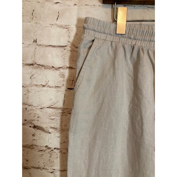 Ellen Tracy Linen Pants Womens Large Tan Relaxed Beachy Lagom Neutral Drawstring - Picture 4 of 16